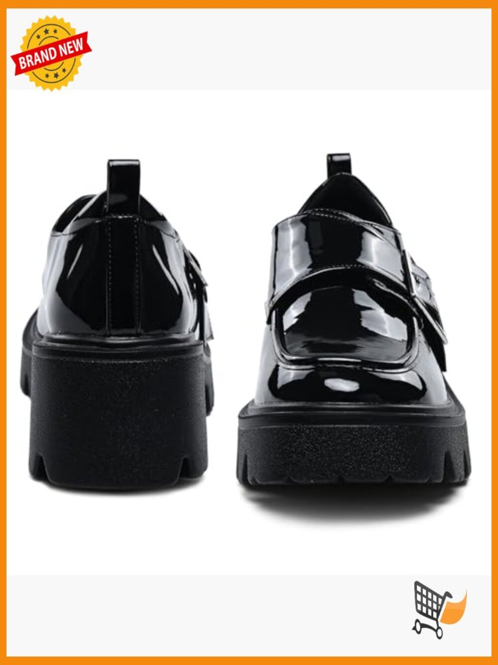 Black Chunky Loafers Slip-On Dressy Shoes for Work Casual - Picture 5 of 6